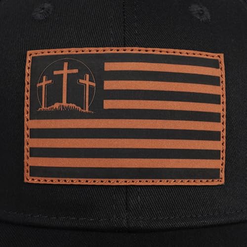 Christian Jesus Cross Hat - Faith Hats for Men Women - Religious Gifts for Thanksgiving Christmas - color: Three Crosses/Flag