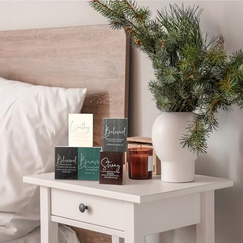 Rattanview 12 Pcs Christian Desk Decor Scripture Wooden Signs Bible Verse