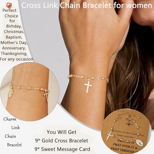 COLOYAN 9PCS Rosary Gold Beads Bracelet for Women - color: A