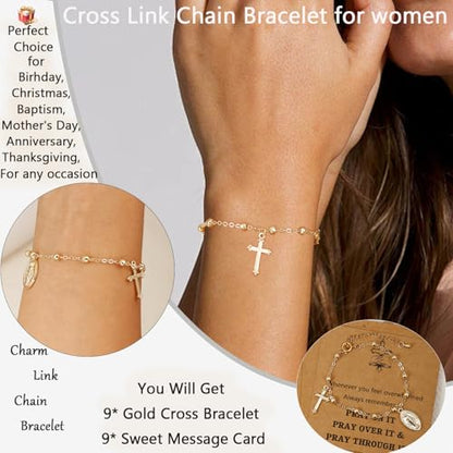 COLOYAN 9PCS Rosary Gold Beads Bracelet for Women - color: A