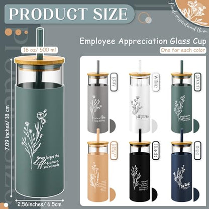 Jingmore 6 Pcs 16oz Glass Cups with Straw and Lid Bulk, Inspirational - style: Inspirational
