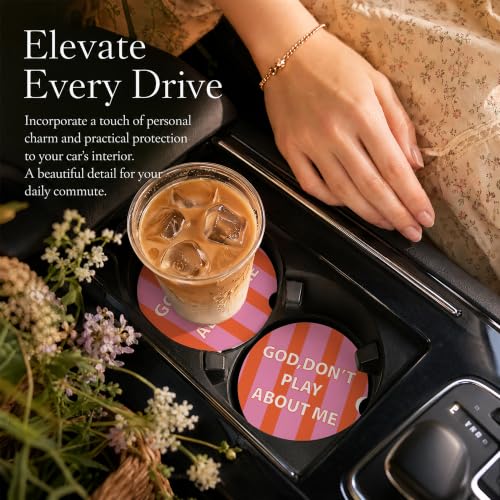 Car Coasters for Cup Holders, Pink God Car Coasters Set of 2, B04 - color: Pink God