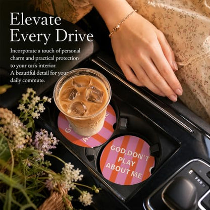 Car Coasters for Cup Holders, Pink God Car Coasters Set of 2, B04 - color: Pink God