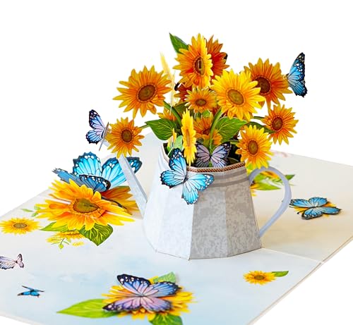 Sunflower Watering Can Get Well Soon Card, Sympathy Cards, Thinking of You Pop Up, Mothers Day Card, 6x8in 3D Birthday Cards for Women for Wife, Her, Sister, Grandma (Sunflower Watering Can). - color: Sunflowr Watering Can