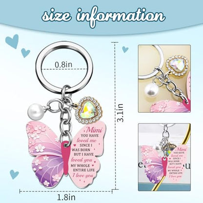 OEHEDOU Butterfly Gifts Keychain For Women Men Family Members Memorial Gift - color: Pink Grandmother