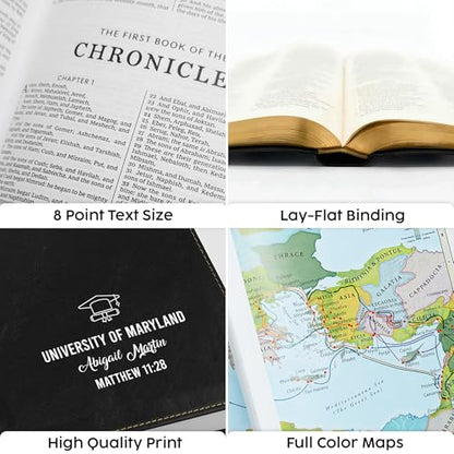 Personalized KJV Bible, Custom Name, School Name, Class of 2026 Design, King James Version, Red Letter, Thinline, Gold Page Edges, Graduation Gift, High School or Collage Graduate, Black - color: Kjv Black Thinline, size: King James Version