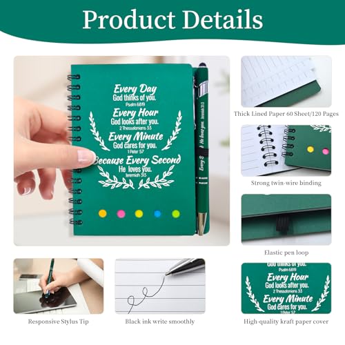 40 Pcs Bulk Fathers Day Christian Gifts Prayer Journal for Woman - 20 Set Religious Notepad with Christian Pen - Bible Notebook - Church Gift for Inspirational, Bible Study, Devotion (Christmas Green) - color: Green, size: 20