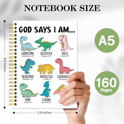 ERHACHAIJIA God Says I Am Dinosaurs Lined Spiral Notebook for Christian - color: White-green