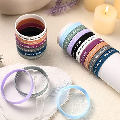 Estune 120 Pcs Bible Verse Bracelets Christian Wristbands, Light Color - color: Light Color