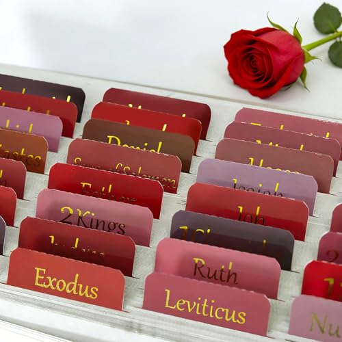 Vorscrin-Laminated Bible Tabs for Women and Men, Gold Foil Lettering Design, Reposition and Large Print Stickers, Bible Study Supplies, 90 Chapters Labels for Easy Navigation(Red) - color: Red