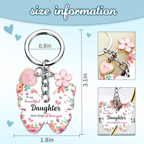 OEHEDOU Butterfly Gifts Keychain For Women Men Family Members Memorial Gift - color: Light Red Daughter
