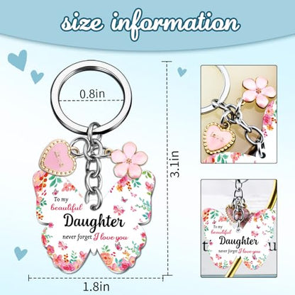OEHEDOU Butterfly Gifts Keychain For Women Men Family Members Memorial Gift - color: Light Red Daughter