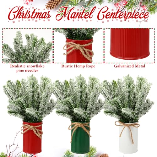 6 Set Christmas Table Centerpieces, Faux Snow Pine Table Decor, Classic - color: Classic