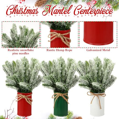 6 Set Christmas Table Centerpieces, Faux Snow Pine Table Decor, Classic - color: Classic