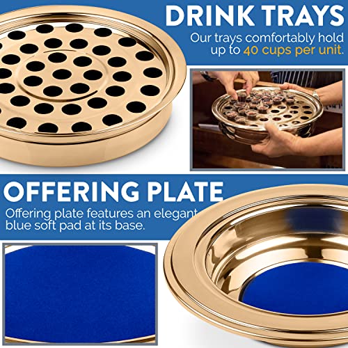 Premium Gold Stainless Steel Offering Trays for Church Collections - color: Offering Plate Blue