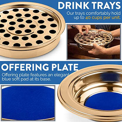 (Bread Tray) Gold Premium Communion Trays for Churches | Stainless Steel Communion Ware Set, Supplies - color: Bread Tray
