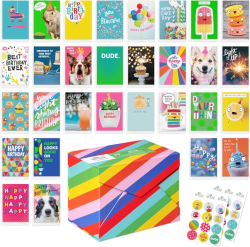 Recycled Paper Greetings 30-Count Funny Birthday Card Assortment with Envelopes, Seals, and Storage Box by Vicky Barone (Pack of 6) - color: Funny Birthday Card Assortment, size: 4.625 inches x 6.75 inches (Pack of 6)
