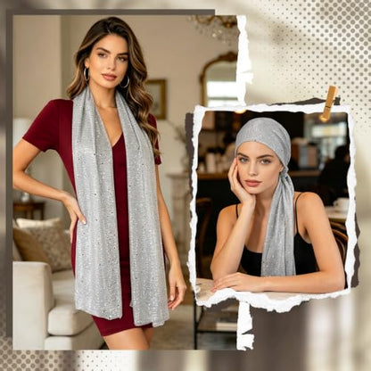 GERINLY Fashion Scarves for Women Lightweight Lace Printed Scarf Shawl Wrap - color: Silvery