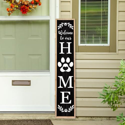 TQianJiang Welcome Outdoor Sign, 45"×9", Wood Black - color: Farmhouse Welcome Outdoor (Wood Black)