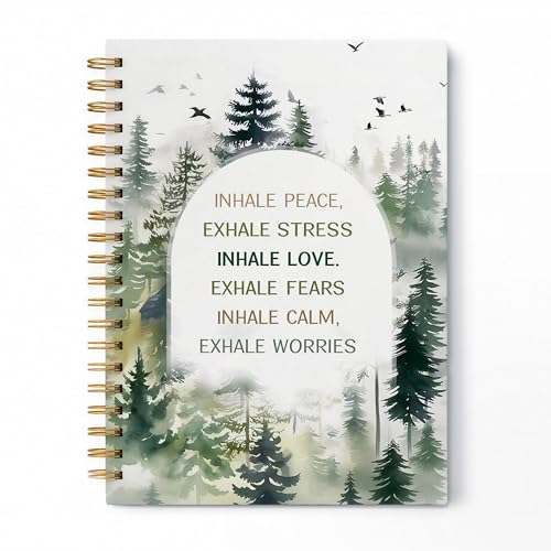 Inhale Exhale Mental Health Spiral Notebook, Mental Health Therapist Counselor Gifts Journal, Nature Forest Landscape Therapy Hardcover Lined Notebook Journal, 5.5x8.3 Inch - color: pattern-13