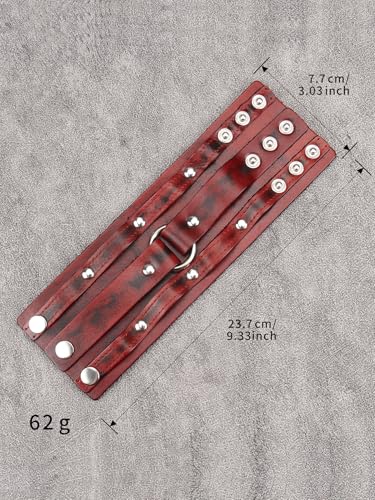 Jeilwiy Punk Rock Gothic Black Rivet Leather Spiked Necklace Collar Neckband Leather Choker Necklace for Women Mom Gifts Adjustable - color: Red Leather Cuff Bracelet