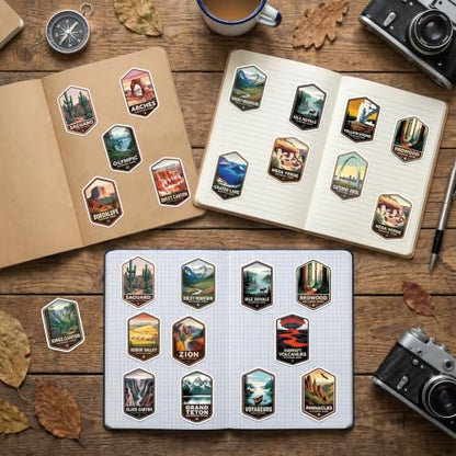 50 Pcs National Park Stickers Hiking Camping Water Bottle Stickers - style: National Park