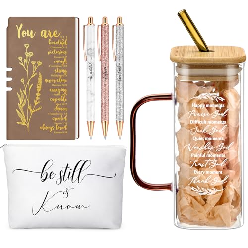Skylety 6 Pcs Christian Gifts Set for Women Bible Study Supplies, Brown - color: Brown