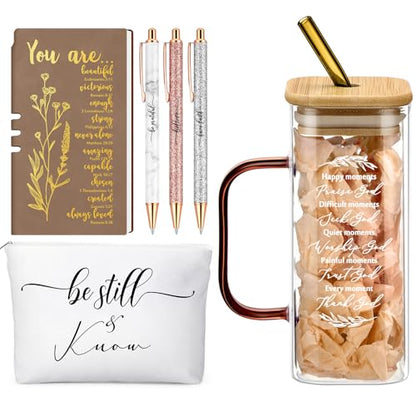 Skylety 6 Pcs Christian Gifts Set for Women Bible Study Supplies, Brown - color: Brown