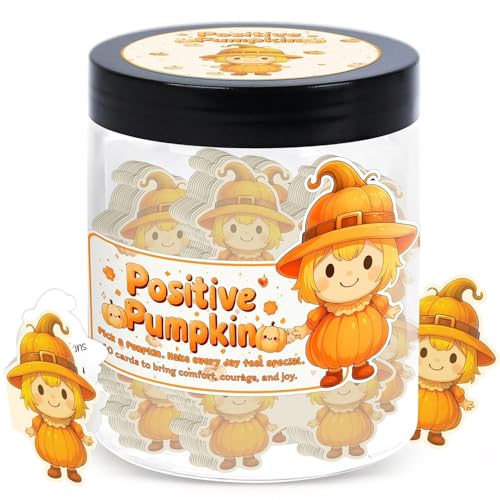 Positive Pumpkin Jar with 60 Daily Affirmation Cards, Emotional Support Pumpkin, Thanksgiving Decorations, Pumpkin Decorations, Pumpkin Gift, Thanksgiving Gifts, Fall Gifts For Women - color: Positive Pumpkin
