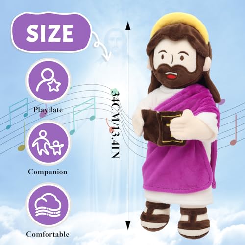 Yelakey Speaking Jesus Plush Doll 13.4",Religious Gift for Kids - color: Purple