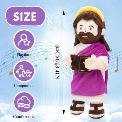 Yelakey Speaking Jesus Plush Doll 13.4",Religious Gift for Kids - color: Purple