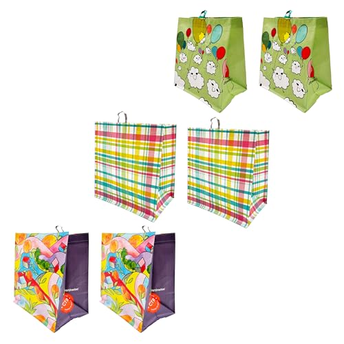 Earthwise Reusable Grocery Bags – Printed Gift Totes, Foldable & Water‑Resistant Shopping Bags, Durable Multi‑Use Eco Bags with Rise Design (6 Pack)