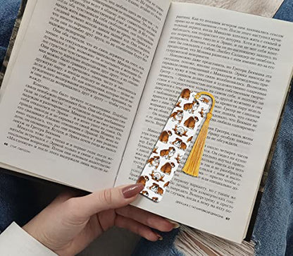 WIRESTER Set of 2 Metal Bookmarks with Light Gold Tassel for Students, Reader, Teachers, Book Lovers - English Bulldog Funny Playful Postures, Brindle Brown English Bulldog Funny Playful Postures - color: English Bulldog, Brown English Bulldog Playful
