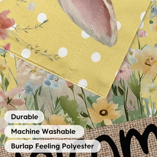 AVOIN colorlife Yellow Spring Easter Bunny Welcome Garden Flag 12x18 Inch - color: Yellow, size: Garden Size-12 x 18"