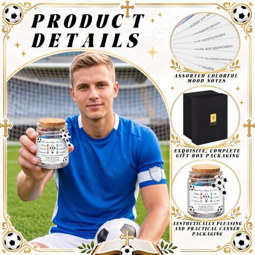 Lunmon Positive Affirmation Jar Bible Verses Emotions Gift for Soccer Fans - style: Soccer