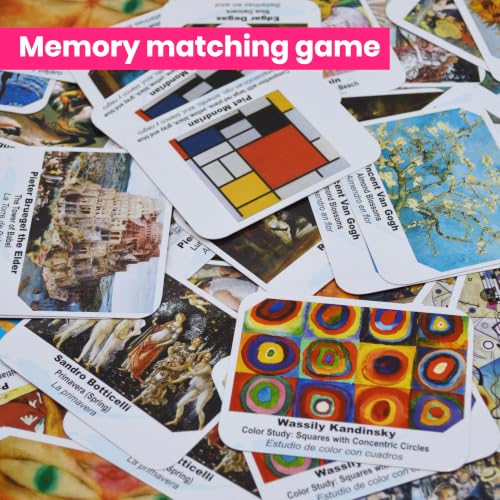 Menique Memory Matching Game – Famous Paintings for Adults & Kids – 70 Cards (35 Pairs) – Bilingual Art Game – Educational & Concentration Activity - style: Art