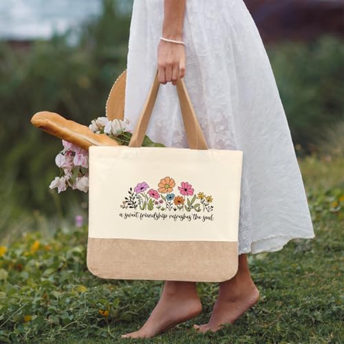 Tote Bag, Gifts for Women Friends Girlfriend Coworker Wife Mom Reusable Tote Bags Birthday Thank You Gift - color: A Sweet Friendship