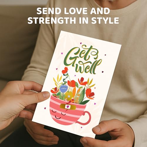 Decorably Pink and Gold Foiled 5x8in Individual Get Well Card - size: 5x8 inches