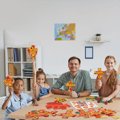 Funrous 48 Sets Fall Crafts Bulk Religious Cross Thanksgiving Paper Crafts - style: Fall Cross