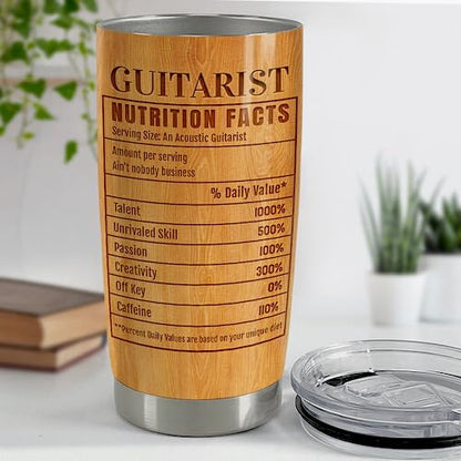 SANDJEST Guitar Tumbler Cup 20oz Insulated Stainless Steel Tumblers Coffee Travel Mug Gift for Musician Players Guitar Lovers - color: Guitar