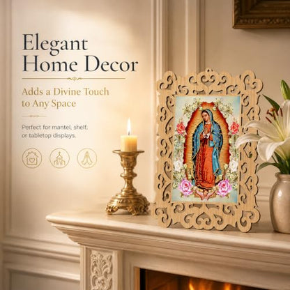 12 Pc Our Lady of Guadalupe Wooden Frames with Organza Bags, Baptism Favors