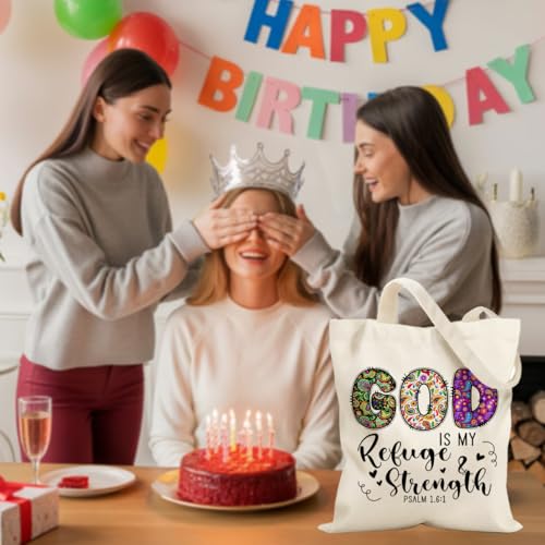 Christian Gifts for Women, Canvas Tote Bag, Faith Gifts for Women Girl Sister Inspirational Religious Gift Birthday - color: Watercolor Christian 763