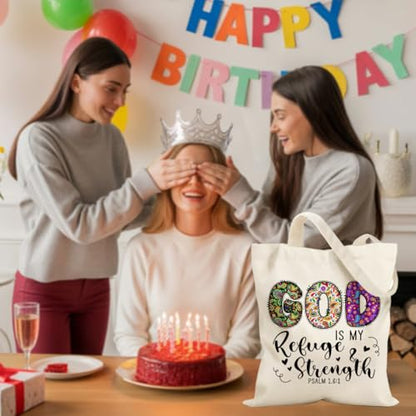 Christian Gifts for Women, Canvas Tote Bag, Faith Gifts for Women Girl Sister Inspirational Religious Gift Birthday - color: Watercolor Christian 763