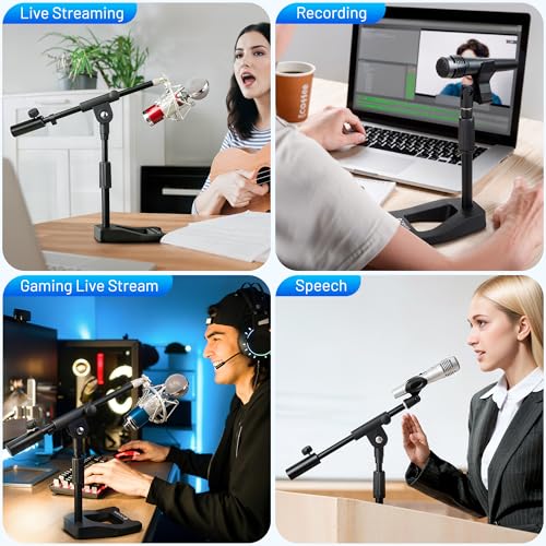 CAHAYA Mic Stand Desk Adjustable Metal Boom Arm Desktop Microphone Mount