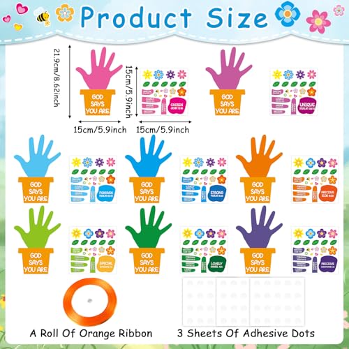 24 Set Sunday School Craft Kit God Says You are DIY Handprint Religious Flower VBS Crafts for 2026 Make Your Own Christian Bible Prayer Stickers Ornament Back to School Crafts Classroom Activities