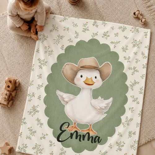 Personalized Cowboy Goose Blanket, Custom Baby Throw - color: #Ver13