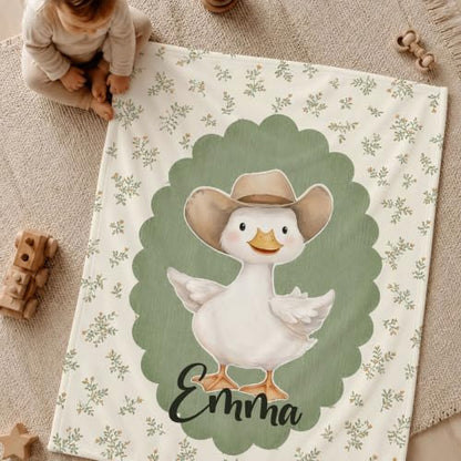 Personalized Cowboy Goose Blanket, Custom Baby Throw - color: #Ver13