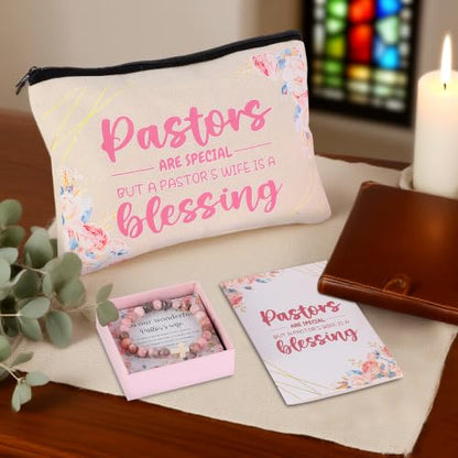 Pastor Wife Appreciation Gifts for Women Christian Gifts Unique Pastor Gift for Pastor's Wife Including Journal Tumbler Socks Makeup Bag Pen Card for Birthday Christmas