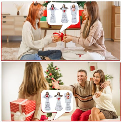 DoubleFill 3 Pcs Christmas Angels Figurine Wood Friendship Decor