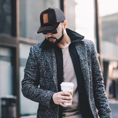 Black Baseball Cap Snapback hat for Men Snap Pack Hip Hop Mens Hat - color: Leather Cross